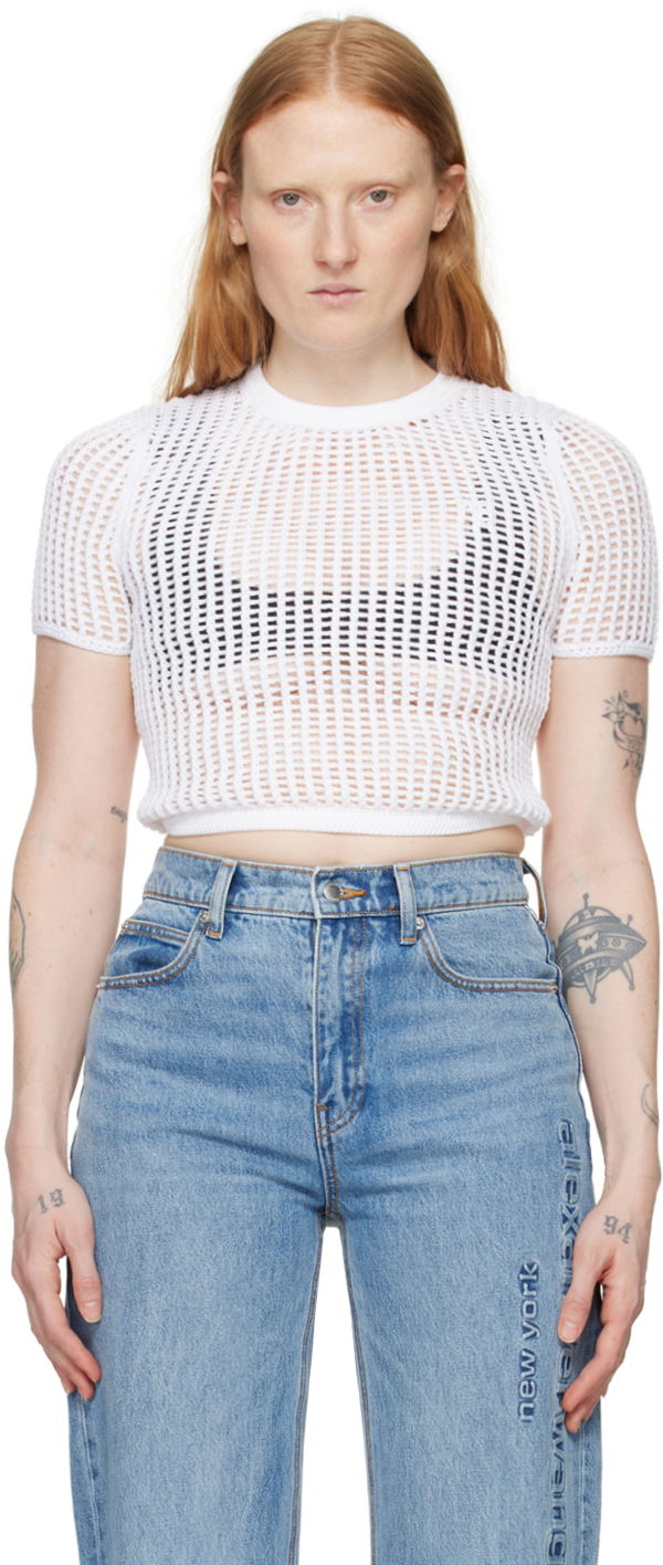 Кроп-топи Alexander Wang Cropped T-Shirt білий | 4KC2241018