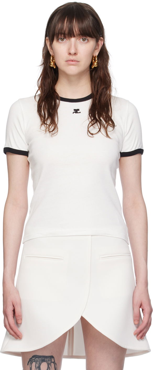 Футболка Courrèges Courrèges Signature Trim T-Shirt білий | VESJTS017JS0070