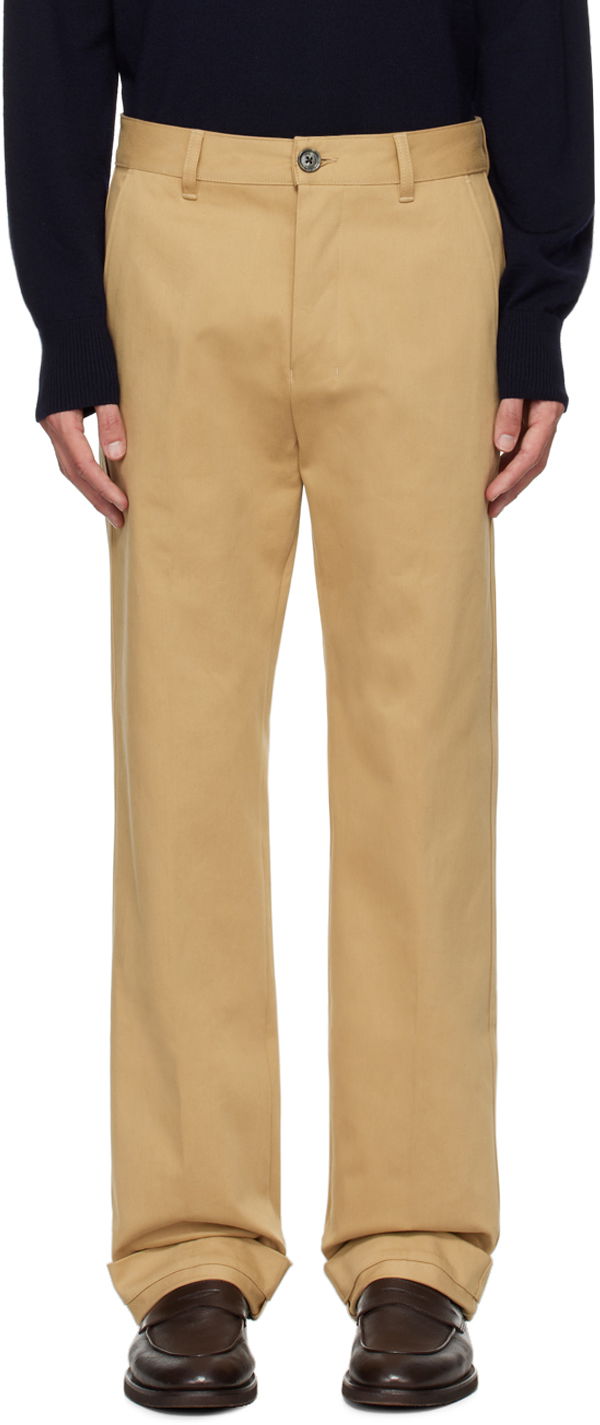 Штани AMI Paris Tan Straight Trousers бежевий | HTR015.CO0082