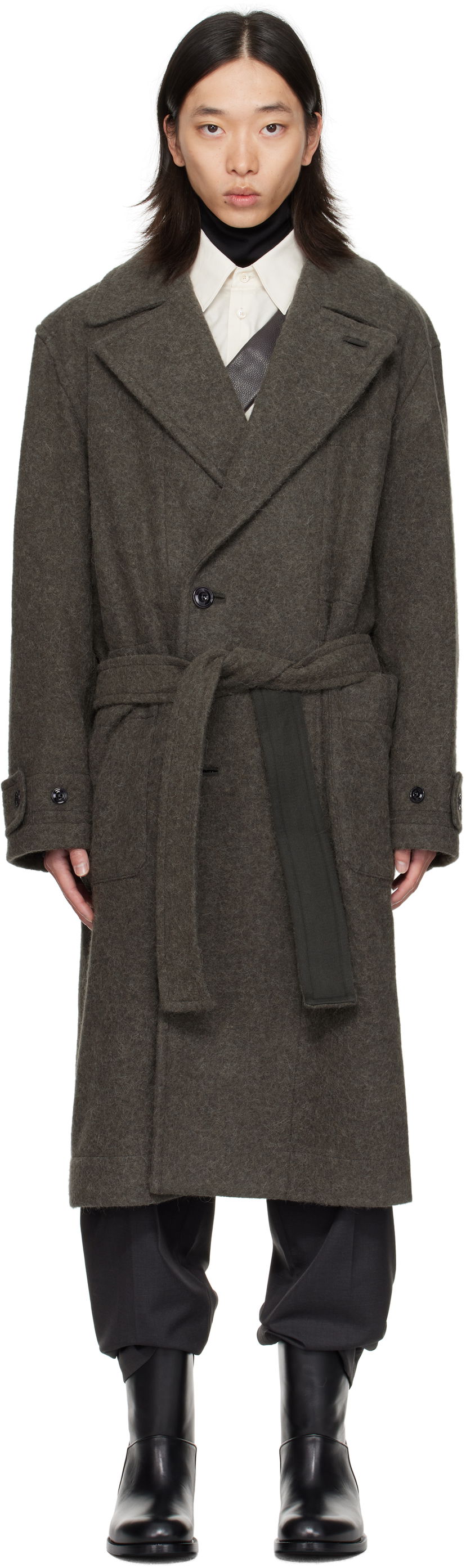 Пальто LEMAIRE Lemaire Soft Belted Coat Зелений | CO1135 LF504