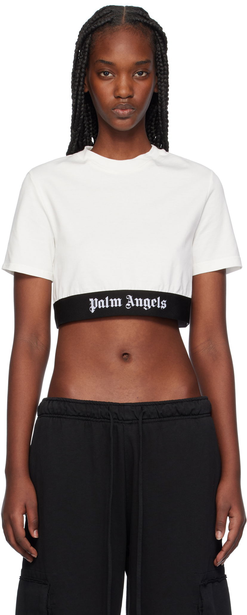 Кроп-топи Palm Angels Logo Tape Cropped білий | PWAA067C99JER0010310
