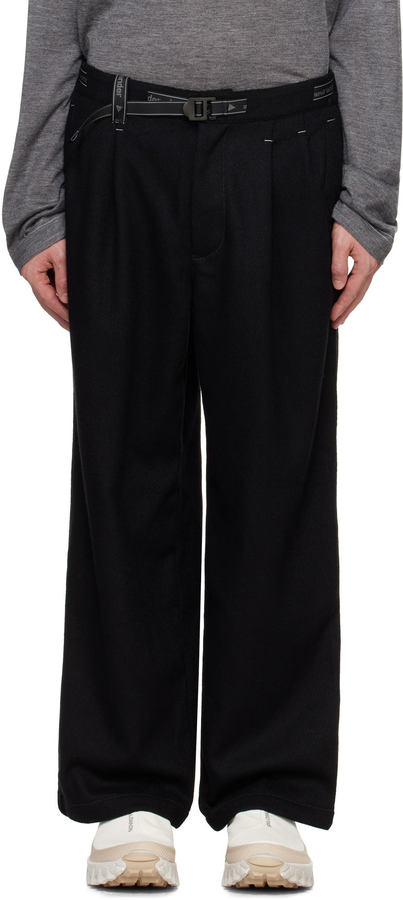 Штани and wander Rewool Tweed Wide Trousers чорний | 5744282188