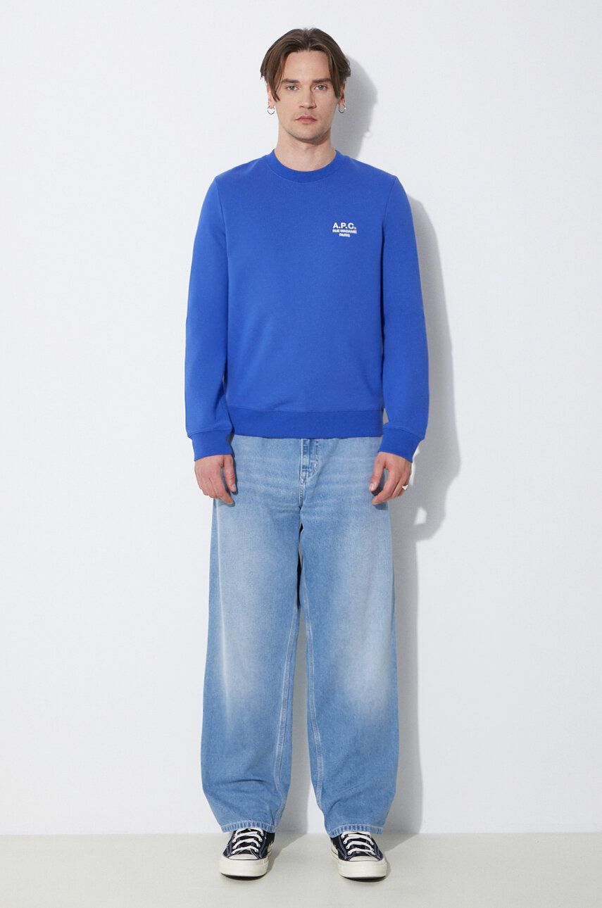 Cветр A.P.C. A.P.C. Sweat Rider Crewneck Sweatshirt Синій | COEZD.H27699.TIC, 1
