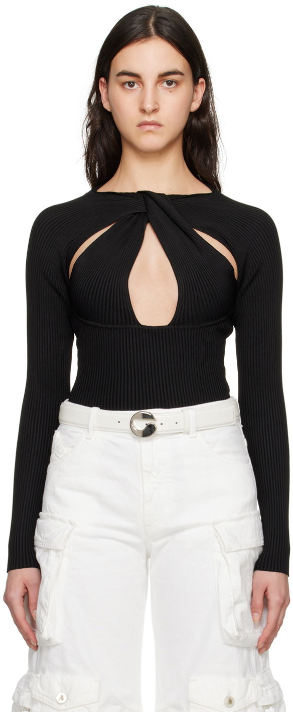 Боді Coperni Coperni Twisted Cutout Long Sleeve Top чорний | COPML38600