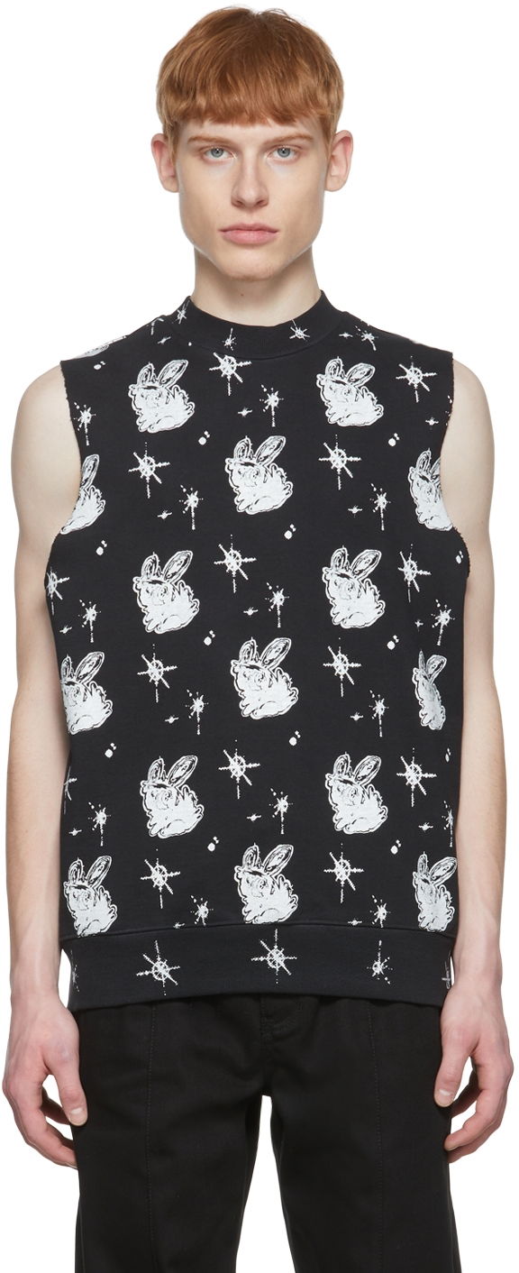 Безрукавка We11done We11done Cotton Graphic-Print Sleeveless T-Shirt чорний | WD-TV1-22-559-U-BK