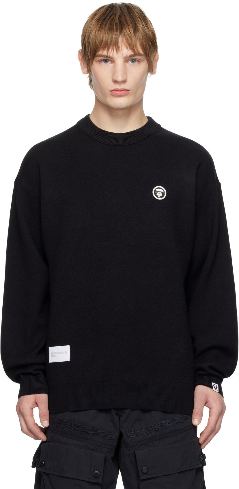 Cветр AAPE by A Bathing Ape AAPE by A Bathing Ape AAPE NOW Knit Sweater чорний | AAPKNMB333XXNBKX