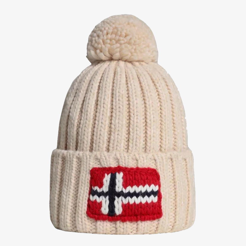 Шапка Napapijri Beige Knitted Pom-Pom Beanie бежевий | NP0A4GKBN1J1