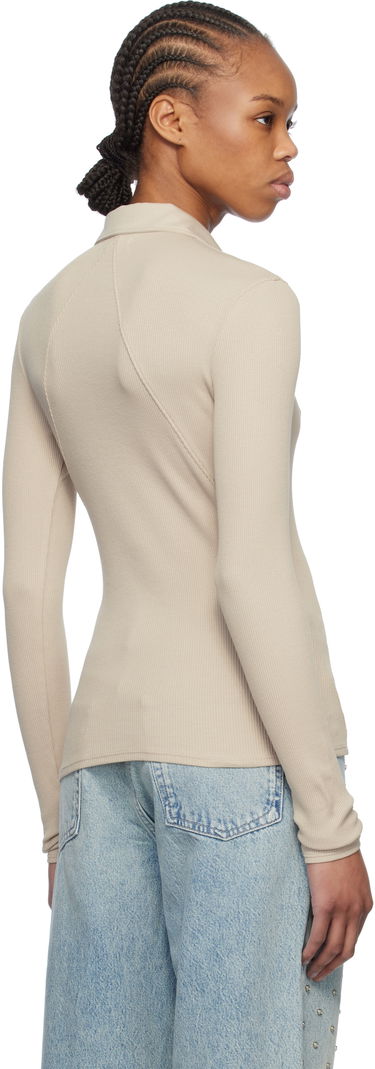Сорочка поло rag & bone rag & bone Essential Rib Button Polo бежевий | WCC24HP021CA21, 2