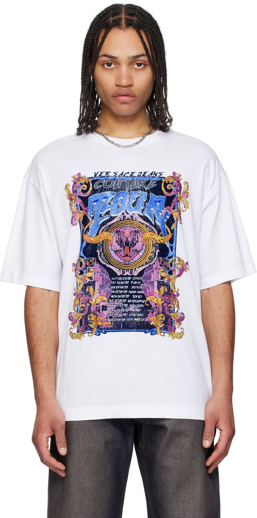 Футболка Versace Versace Jeans Couture Logo Tour Graphic T-Shirt білий | E78GAHC03_ECJ01C