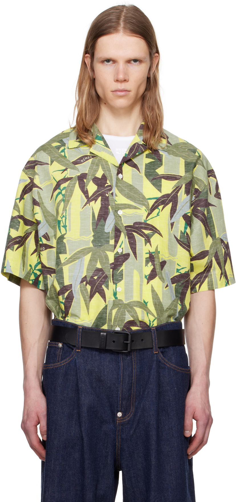 Сорочка KENZO Kenzo Paris 'Chiku-Rin Camo' Short Sleeve Shirt Жовтий | FF55CH1309P1