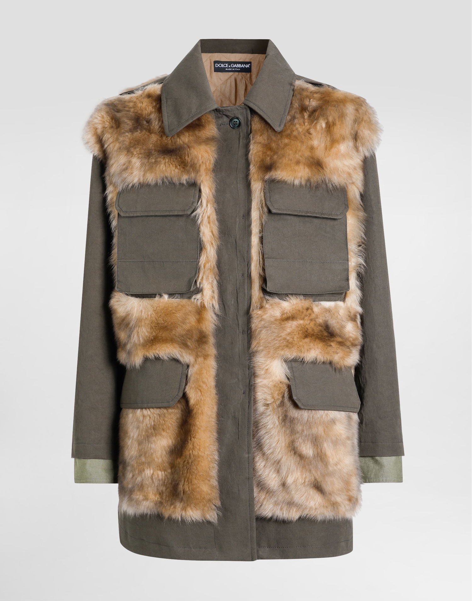 Куртка Dolce & Gabbana Dolce & Gabbana Women's Fur and Gabardine Long Jacket Зелений | F9T60ZHUMV1V0688, 0