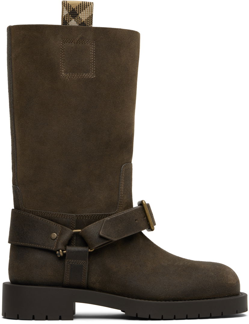Кросівки та взуття Burberry Burberry Suede Soft Saddle Low Boots Коричневий | 8113016