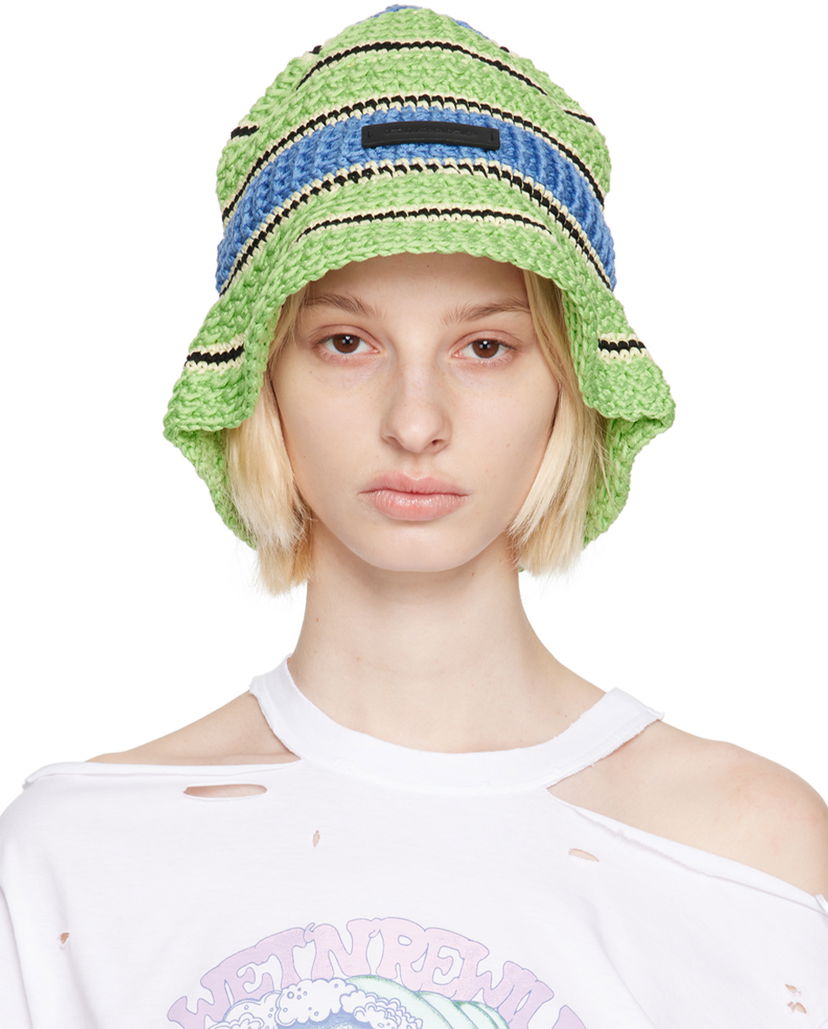 Капелюх Stella McCartney Stella McCartney Striped Bucket Hat Зелений | 7V0043WP0164