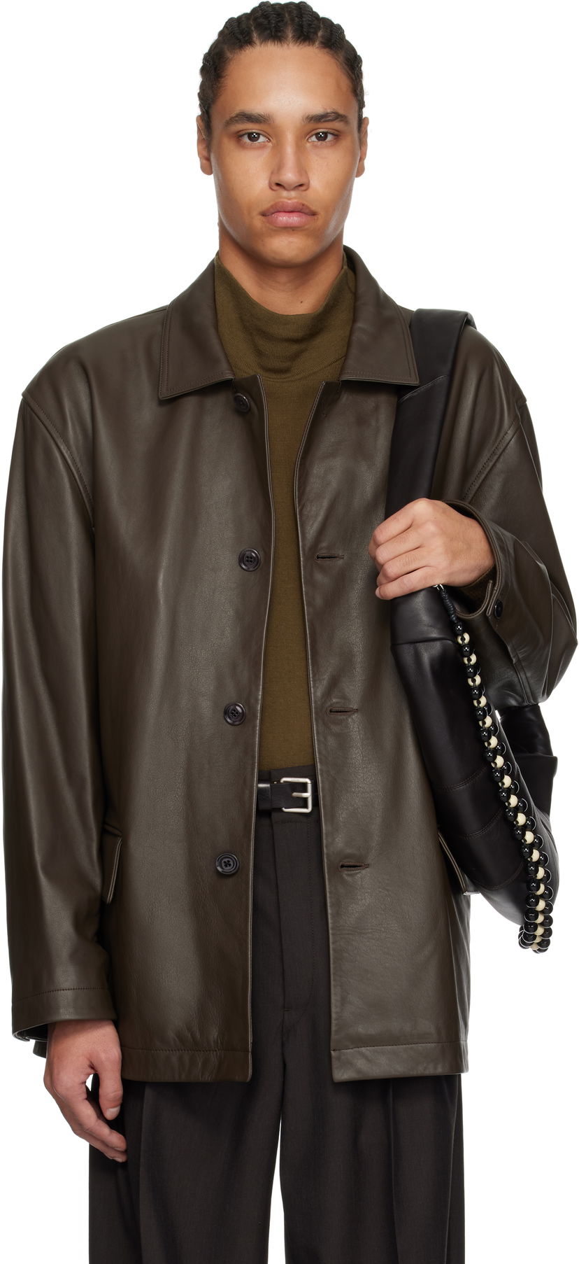 Куртка LEMAIRE Lemaire Relaxed Leather Jacket Коричневий | OW1074 LL0095