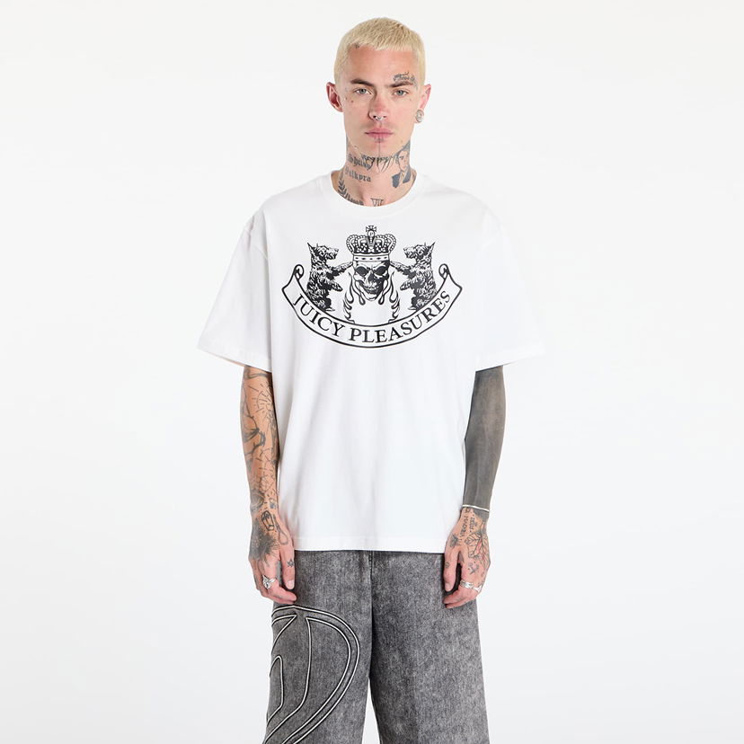 Футболка Pleasures PLEASURES Skull Crest Heavyweight T-Shirt білий | P25JC009-WHITE