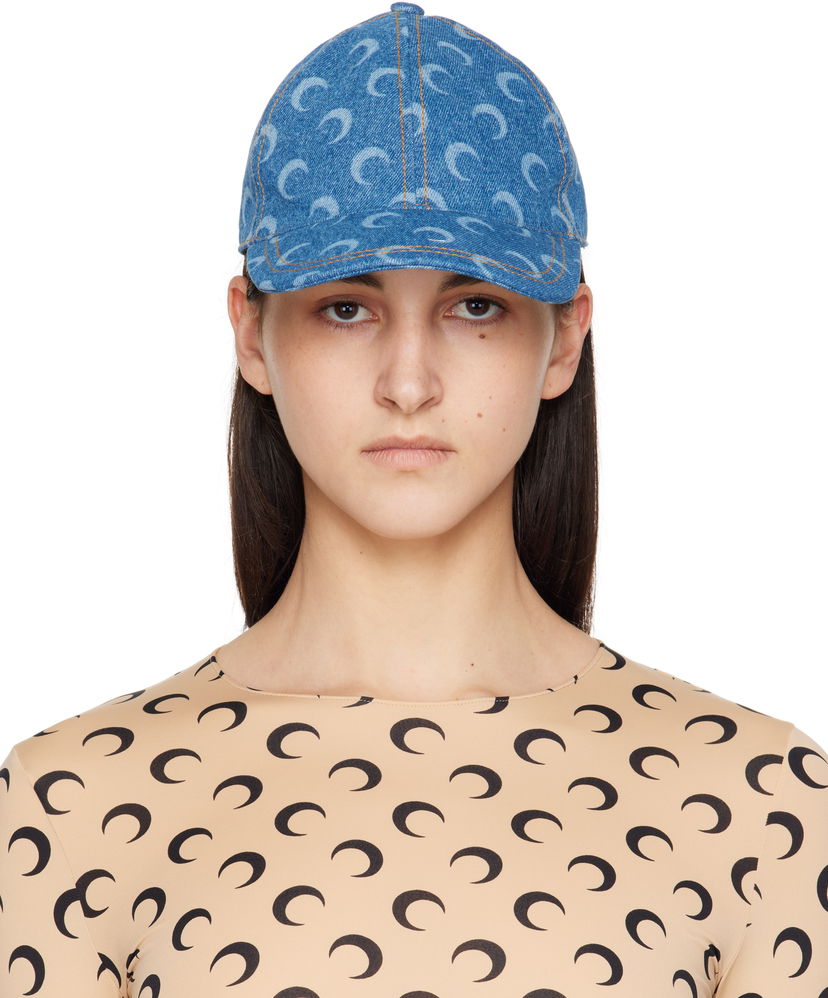 Кепка Marine Serre Marine Serre Moon Denim Baseball Cap Синій | UHG048A CDEN0002
