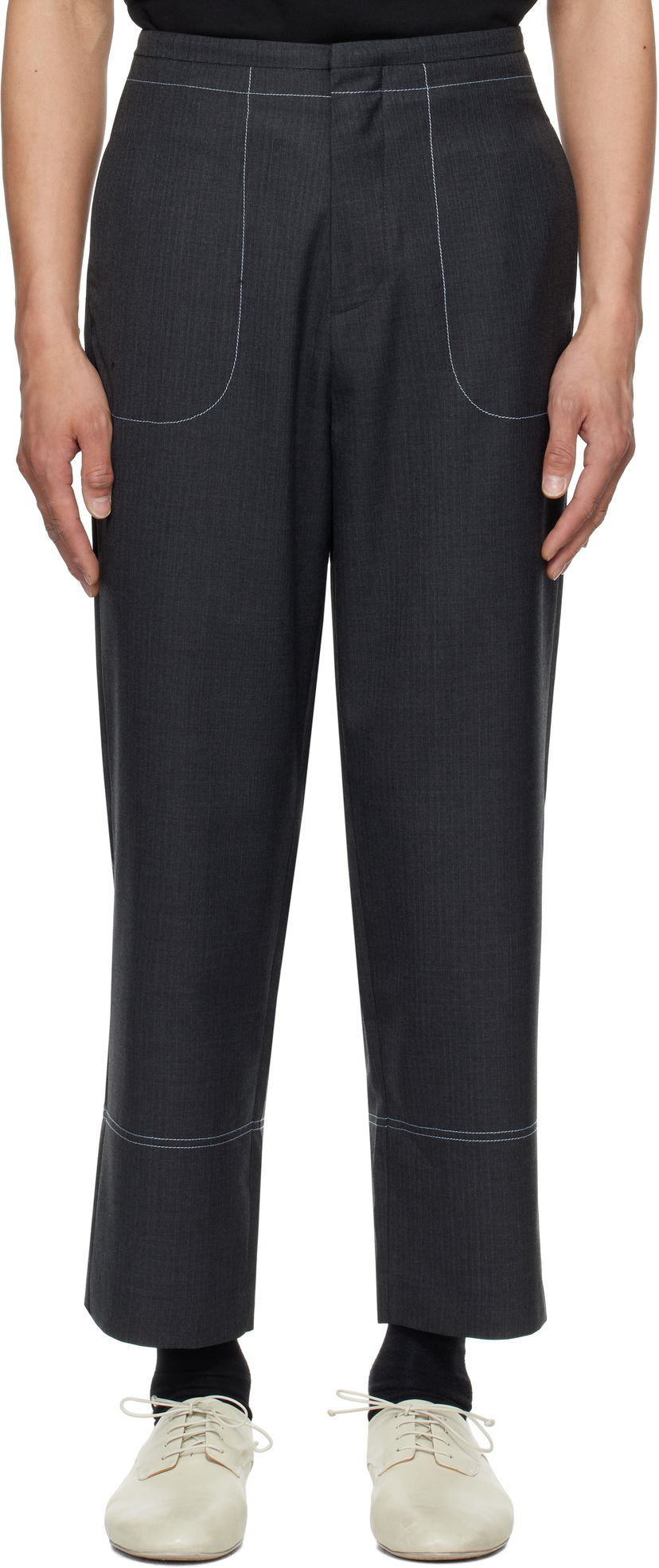 Штани ADER ERROR ADER error Product. 81 Pinstripe Cropped Trousers Сірий | BO01SSSA0204GR
