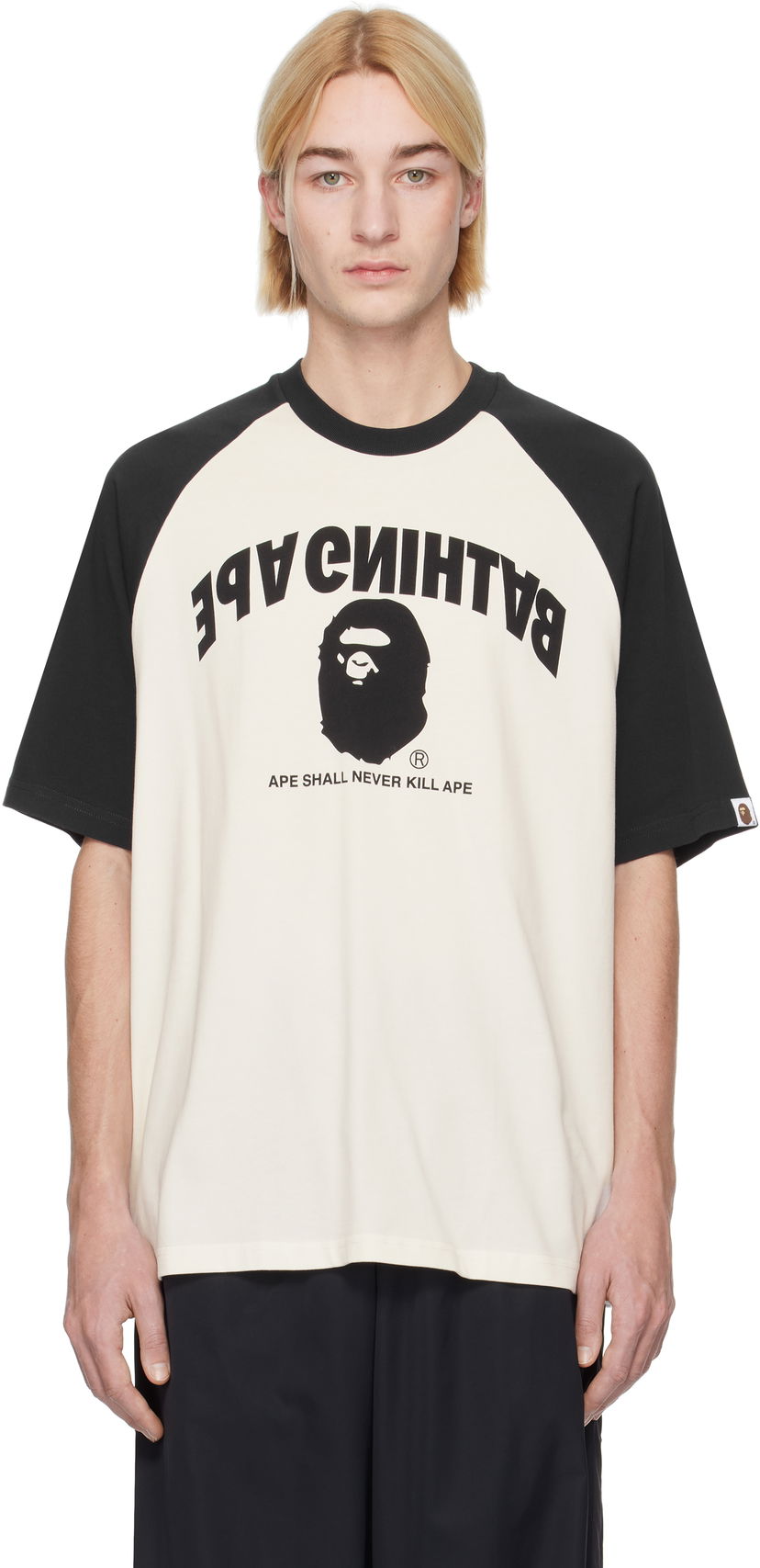 Футболка BAPE Relaxed Fit Raglan T-Shirt білий | 001CSK801303M