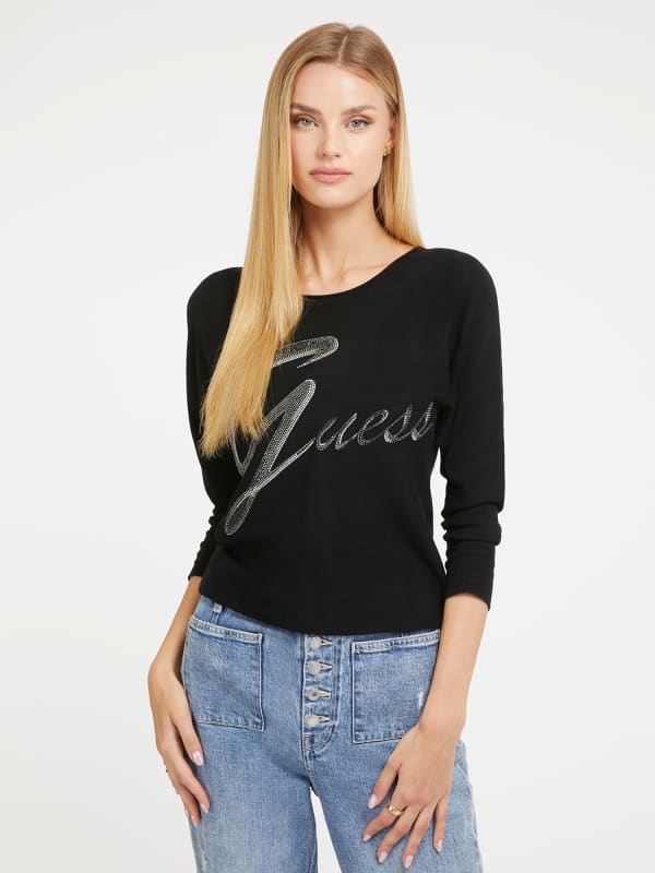 Світшоти GUESS Rhinestones Front Logo чорний | W3BR25Z2NQ2, 0