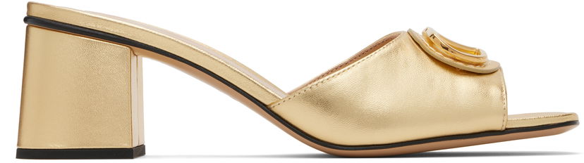 Кросівки та взуття Valentino Valentino Garavani VLogo Signature Heeled Slide Sandals Металік | 7W2S0MH7KDR