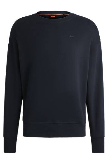 Cветр BOSS Slim-Fit Cotton-Terry Sweatshirt темно-синій | 50534821