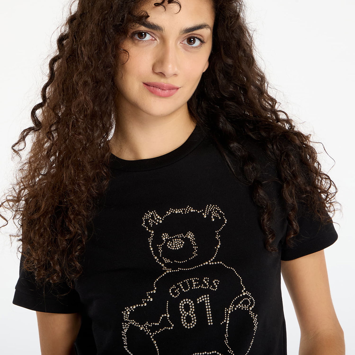 Футболка GUESS Short Sleeve Rhinestone Teddy Bear Unique Attitude T-Shirt чорний | V5BI16K8FQ4-JBLK, 1