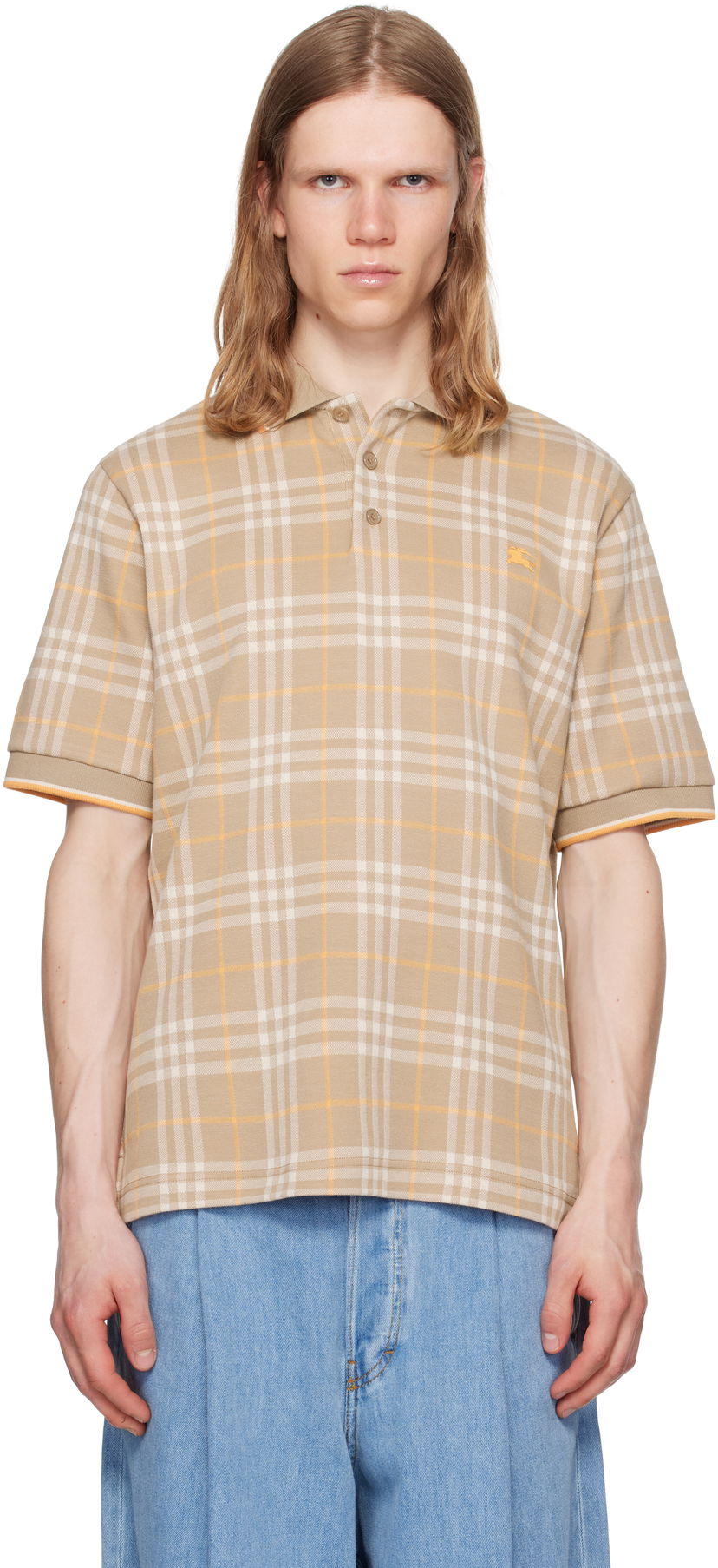 Сорочка поло Burberry Burberry Check Cotton Polo бежевий | 8110102