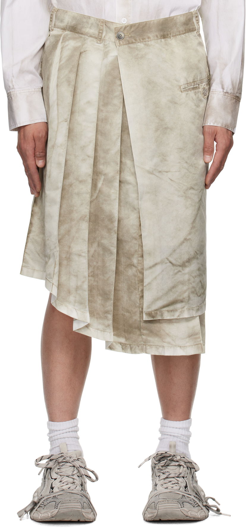 Спідниця Feng Chen Wang Feng Chen Wang Sandwashed Nylon Asymmetrical Skirt бежевий | FUS19SK02