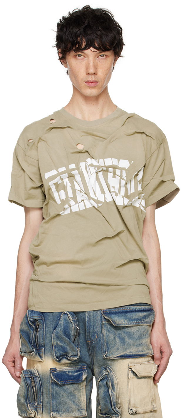 Футболка Who Decides War Who Decides War 'Gianthood' Distressed Graphic T-Shirt бежевий | 1110140022FW24