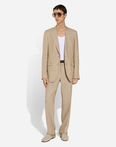 Штани Dolce & Gabbana Classic Linen Pants бежевий | GP0D6TFU4L0S8230, 1