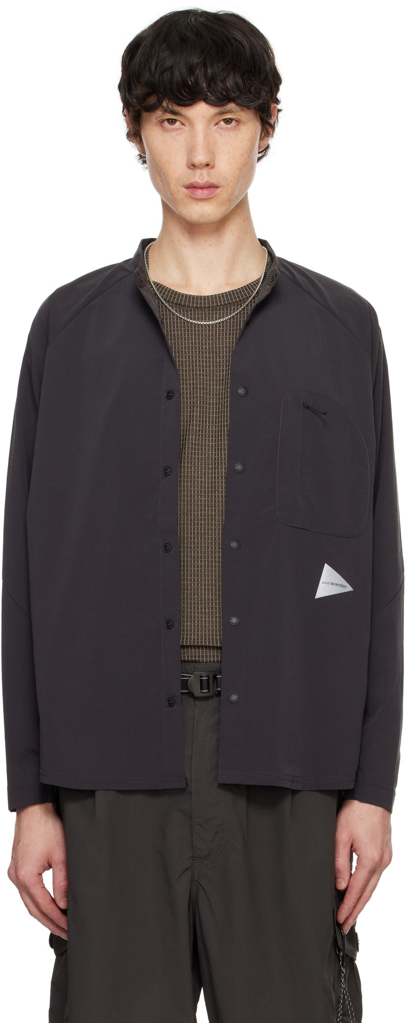 Сорочка and wander Fleece Base Band Collar Shirt чорний | 5744253121