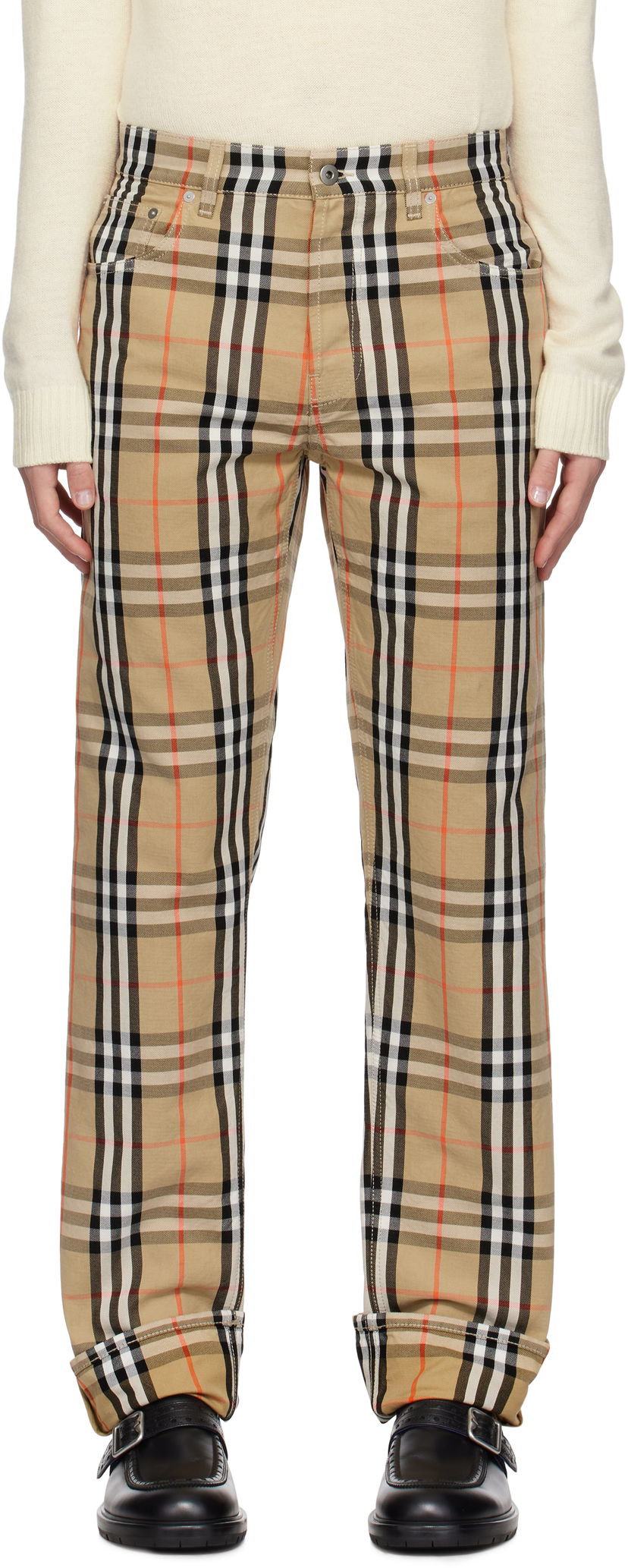 Штани Burberry Check Trousers бежевий | 8096639