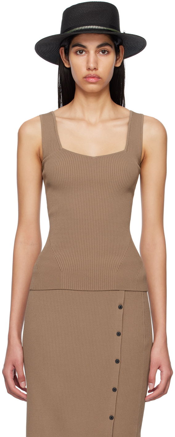 Безрукавка rag & bone Rag & Bone Asher Rib Knit Tank Top Коричневий | WAS23S035YL35