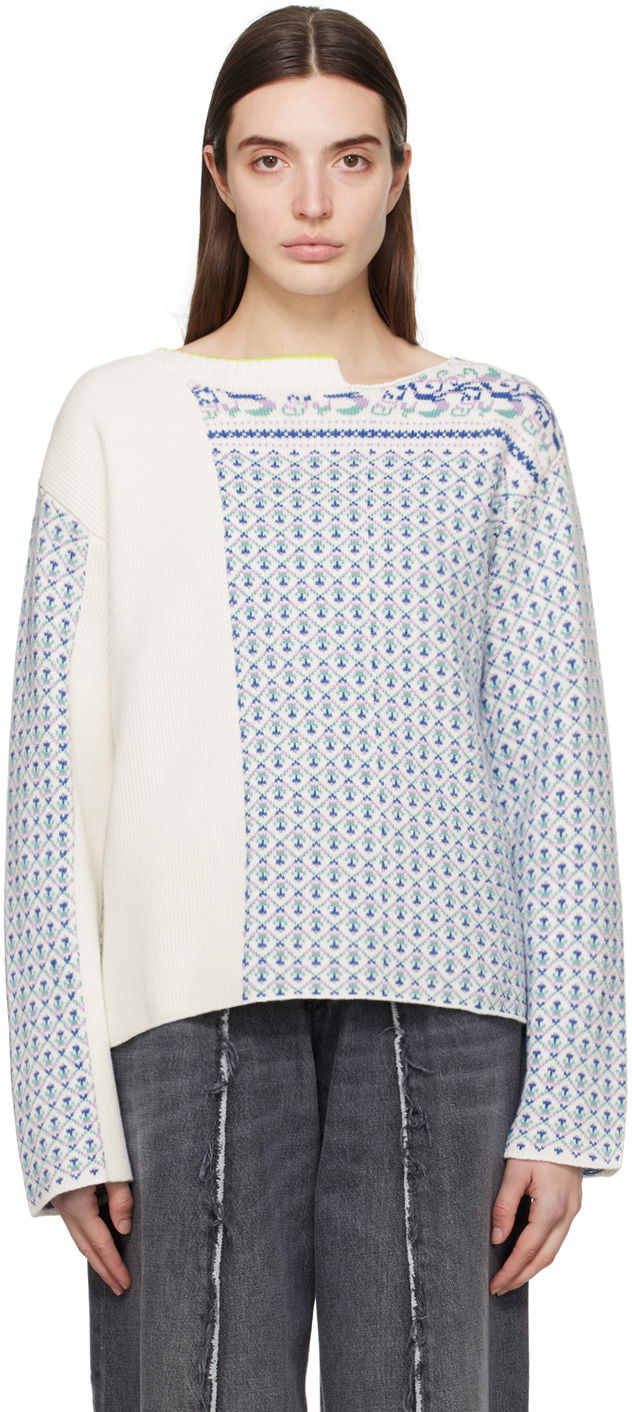 Cветр Maison Margiela MM6 Paneled Sweater Синій | SH0HL0003 S18451