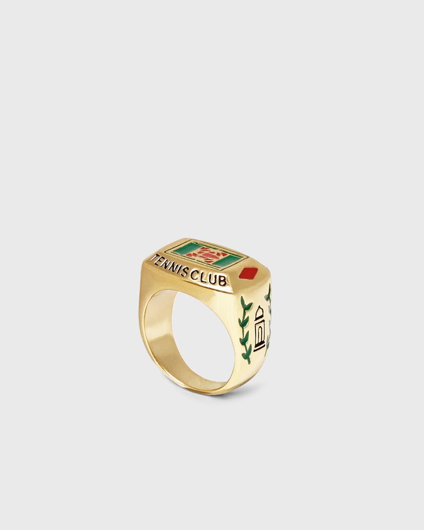 Кільце Casablanca Gold Tone Tennis Club Enamel Signet Ring Металік | APF25-JW-087-01