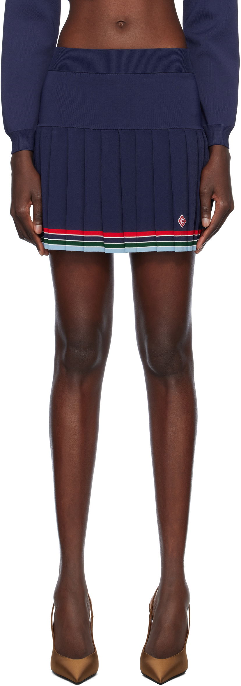 Спідниця Casablanca Casablanca Baseball Pleated Miniskirt темно-синій | WS25-KW-983-01