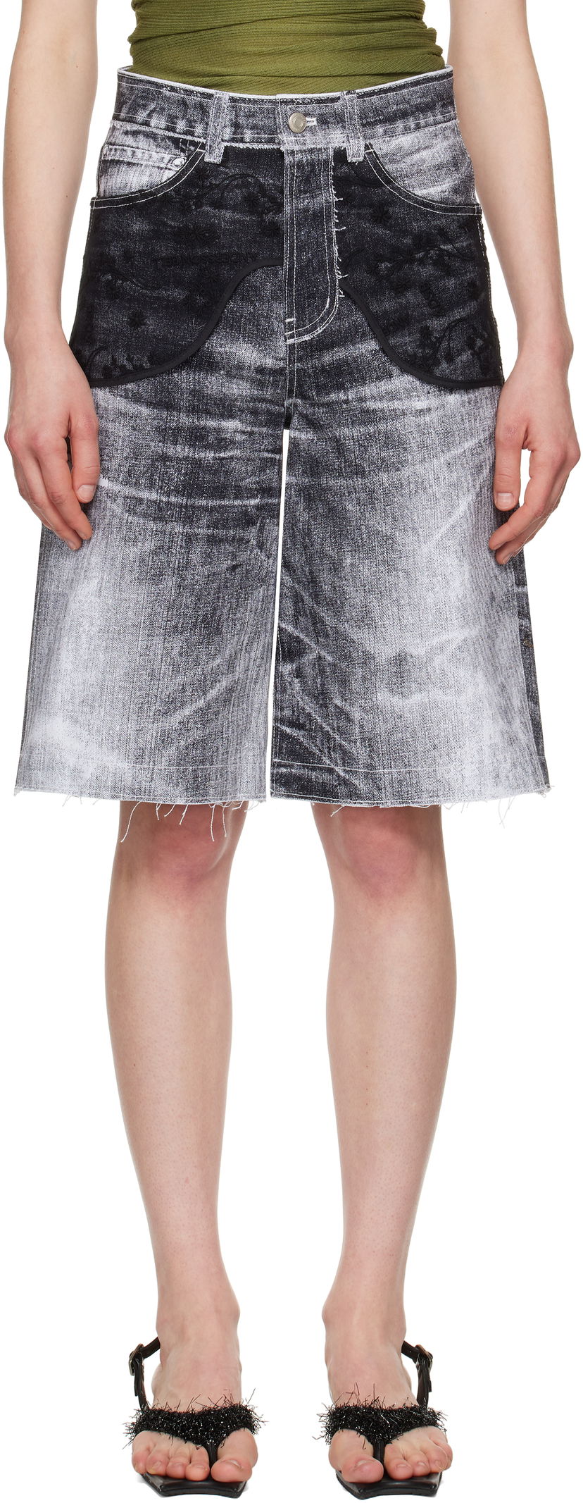 Шорти Andersson Bell Andersson Bell Lace Paneled Denim Shorts Сірий | apa794w