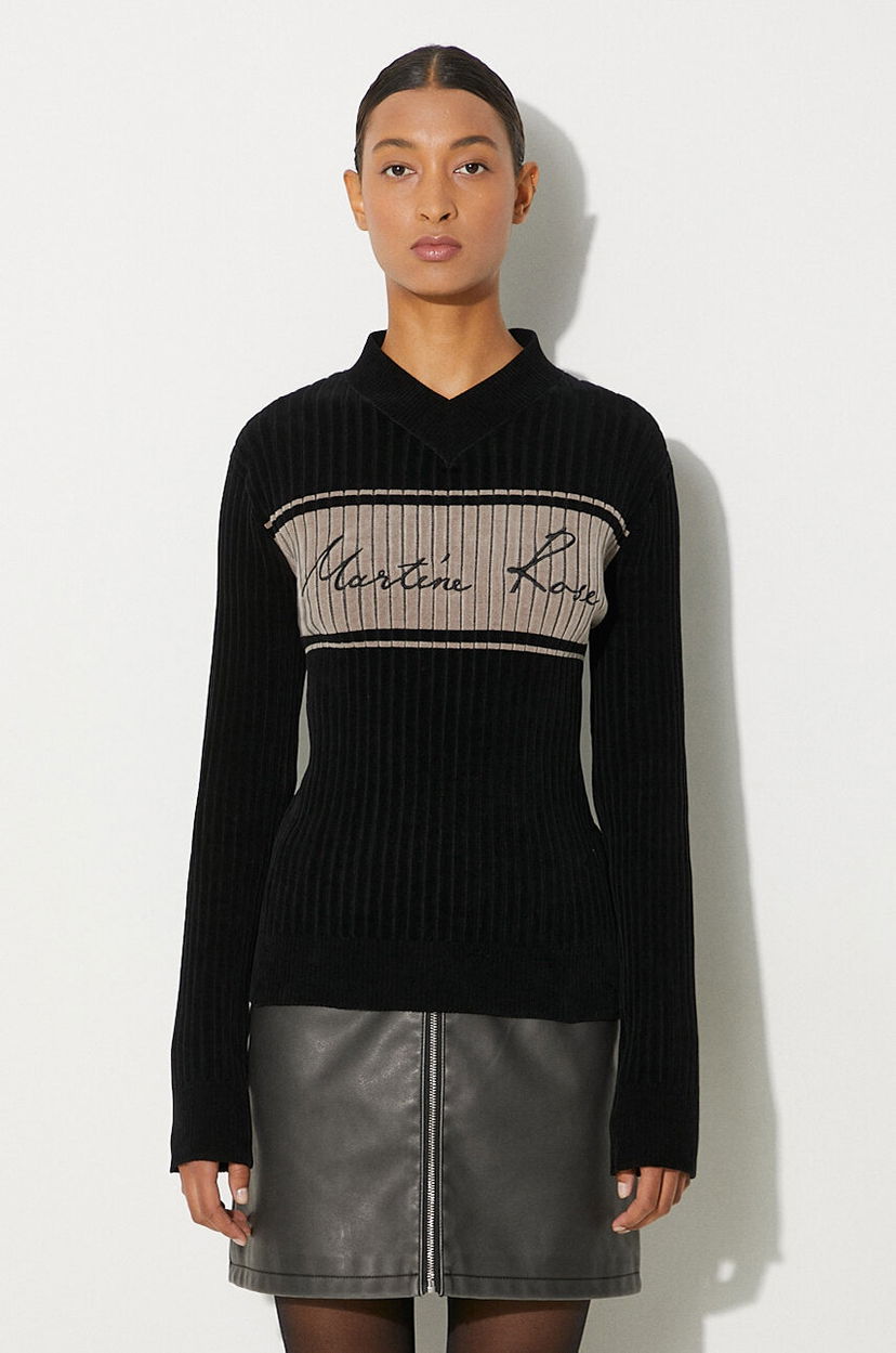 Cветр Martine Rose Martine Rose Chenille Ribbed V-Neck Jumper чорний | 946YA02008