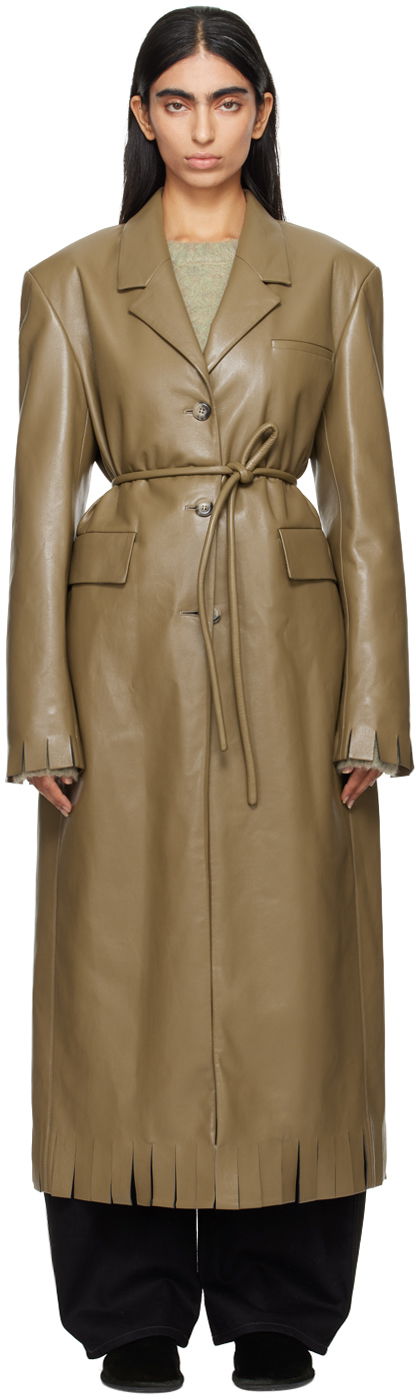 Пальто Nanushka Taupe Nikoline Vegan Leather Coat бежевий | NW24PFSG26865