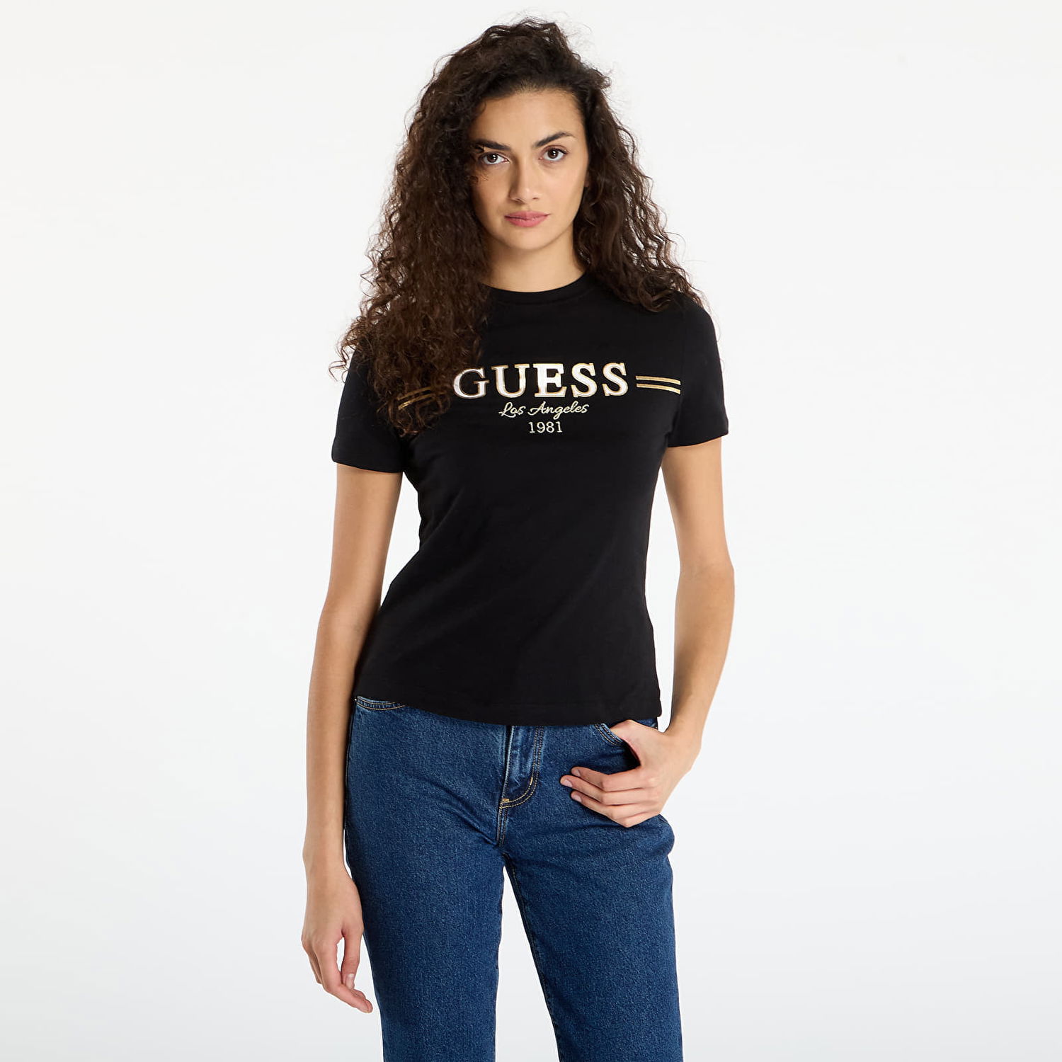 Футболка GUESS T-Shirt Bibia Ss Los Angeles 1981 чорний | V5BI15KA260-JBLK, 0