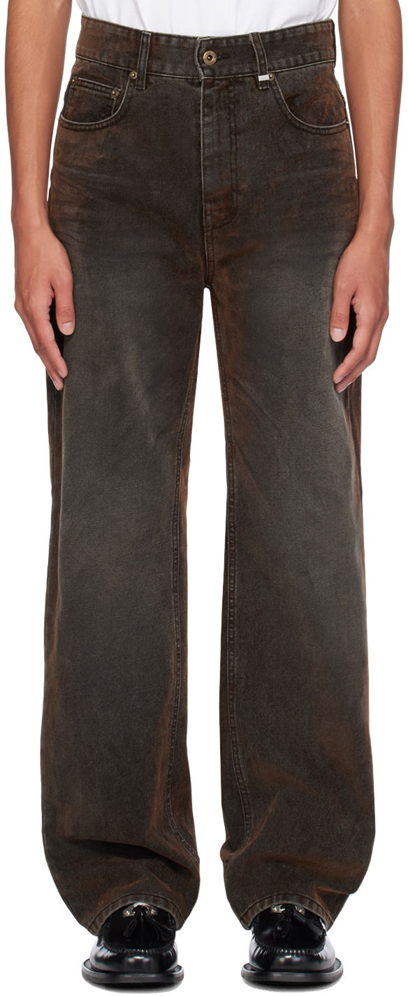 Джинси We11done We11done Flocked Jeans Коричневий | WD-DP2-24-318-M-BK
