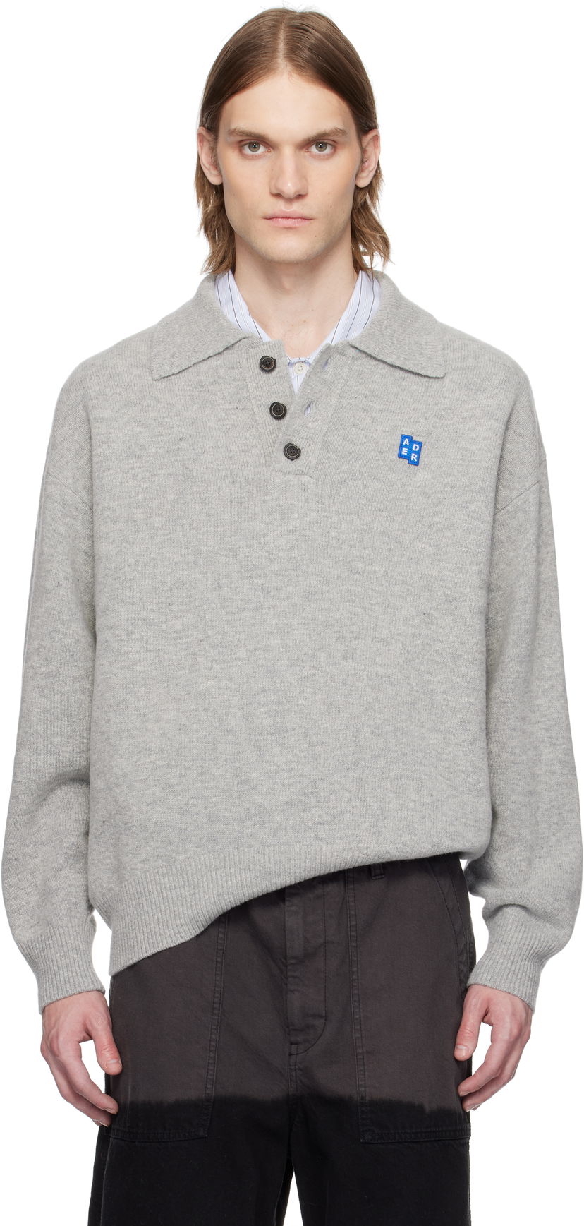 Cветр ADER ERROR ADER error Knit TRS Tag Polo Сірий | BO42FYKT0102GR