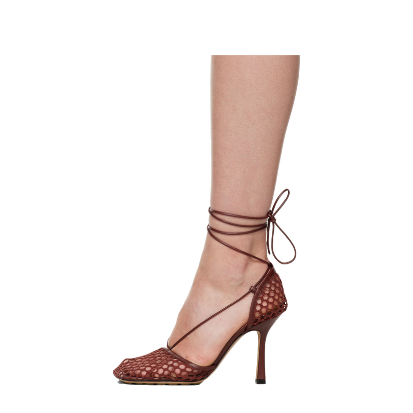 Кросівки та взуття Bottega Veneta Stretch Web Heels "Burgundy" Бордовий | 651388 VBSD3