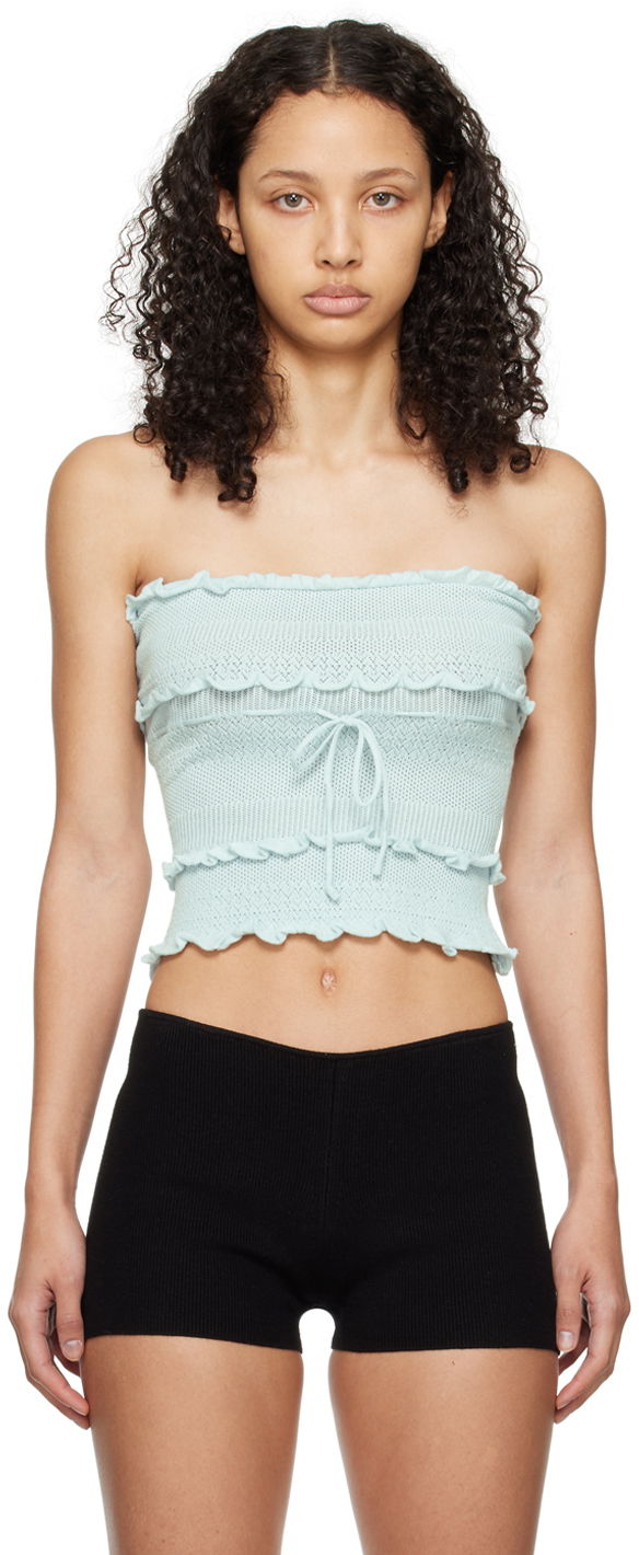 Безрукавка GUIZIO Guizio Balena Smocked Tube Top Бірюзовий | R24608S035