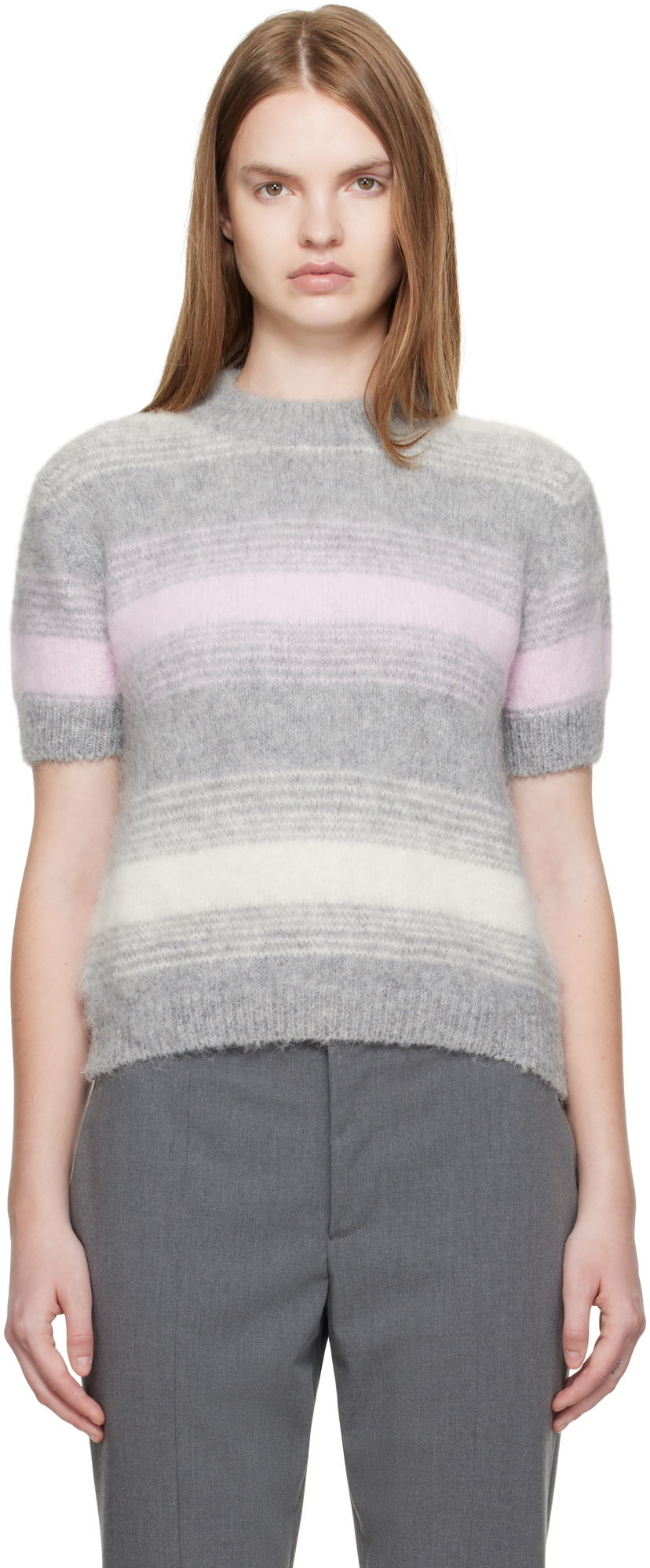 Cветр KENZO Kenzo Paris 'KENZO Speed Stripe' Short Sleeve Sweater Сірий | FF62TO6053CG
