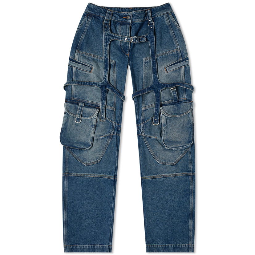 Штани Off-White Cargo Oversized Denim Pants Синій | OWYB018C99DEN0014500