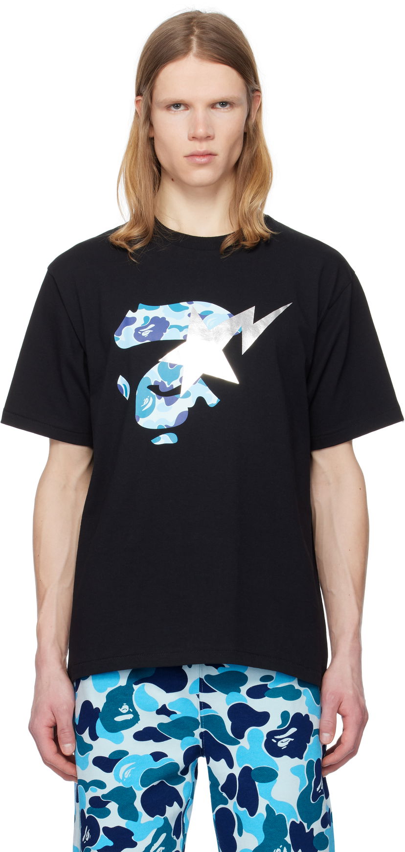 Футболка BAPE A Bathing Ape ABC Camo Ape Face STA T-Shirt чорний | 001TEK801009M
