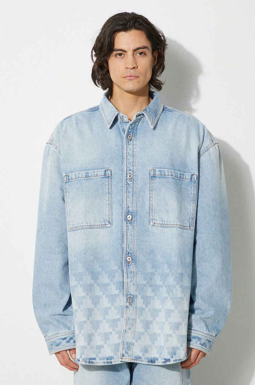 Сорочка Marcelo Burlon Overshirt Patterned Long sleeve Синій | CMYE01GF24DEN0014034