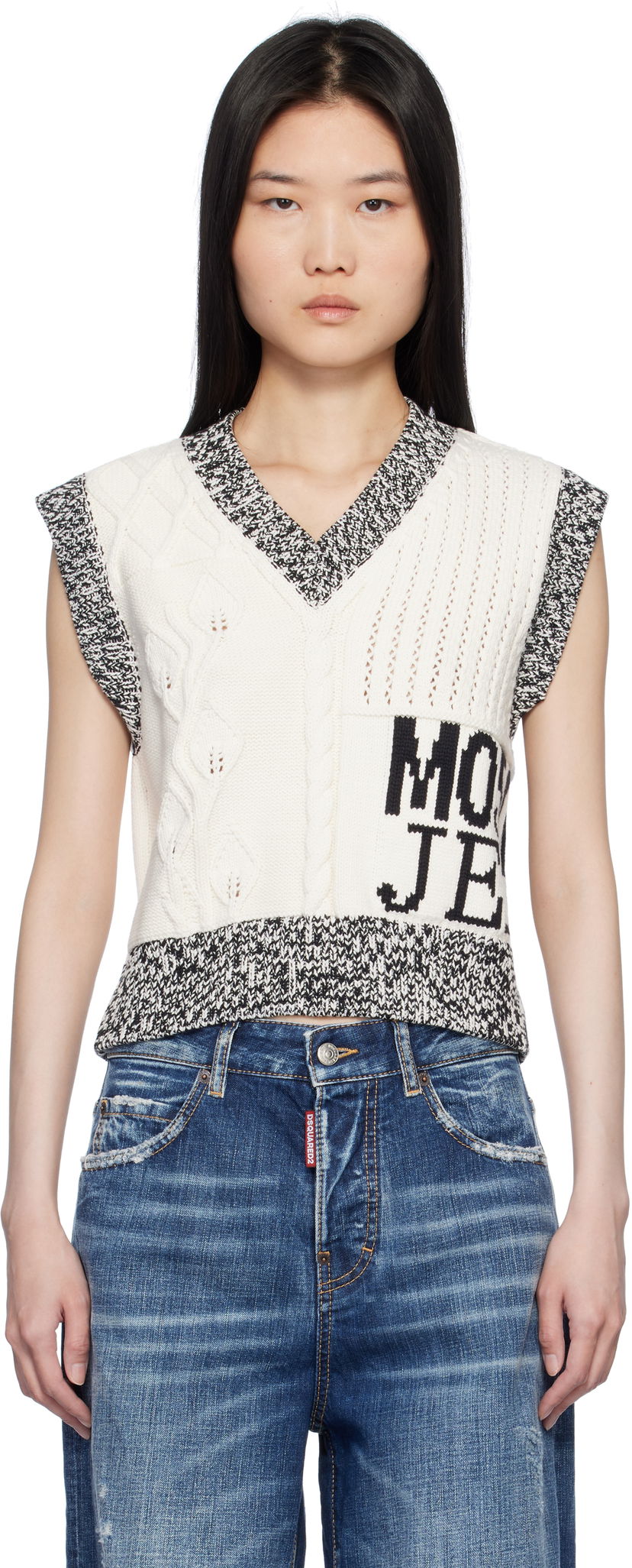 Cветр Moschino Moschino Jeans Urban Knit Vest білий | 251K10886