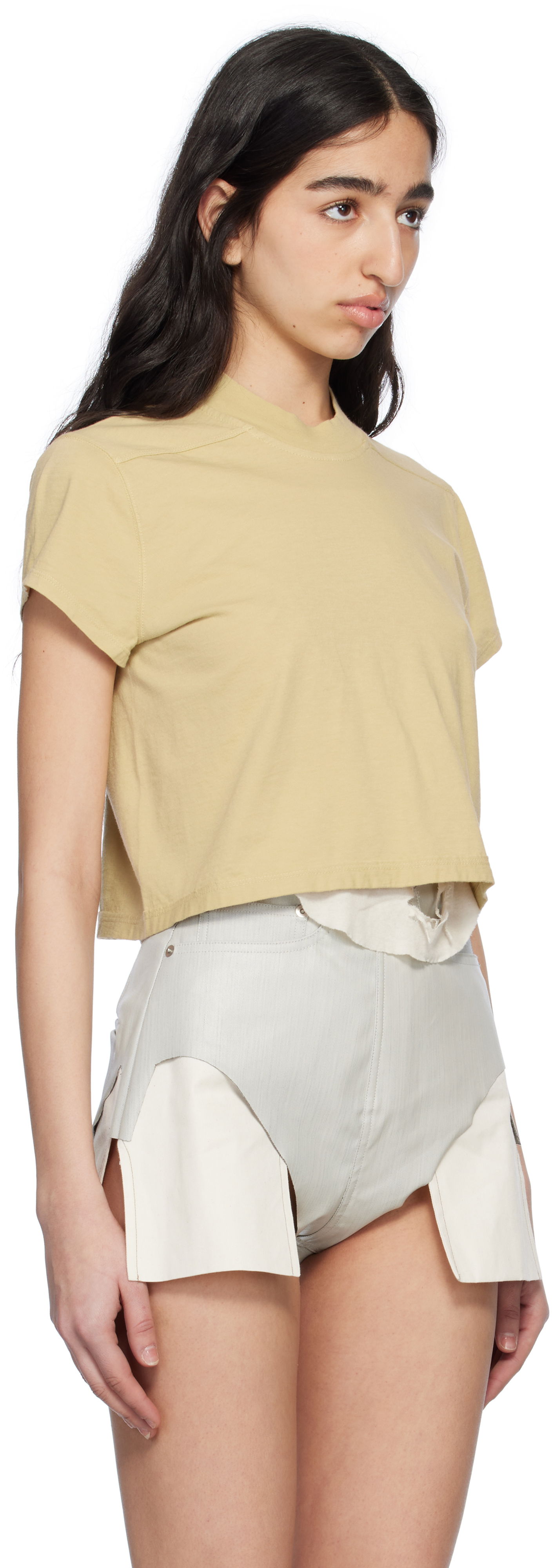 Кроп-топи Rick Owens Rick Owens DRKSHDW Hollywood Cropped Level Tee Жовтий | DS01E3207 RN, 1